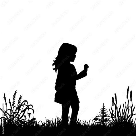 silhouette little girl dancing on white background Stock Vector | Adobe ...