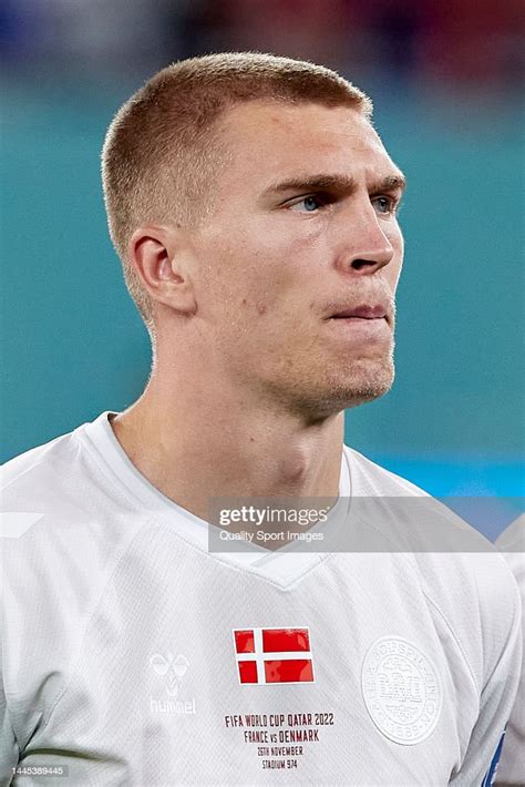 Rasmus Kristensen of Denmark looks on prior to the FIFA World Cup ...