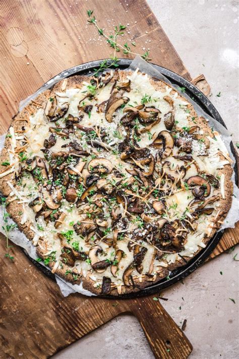 Mushroom Pizza with Cauliflower Crust (Vegan) - Crowded Kitchen