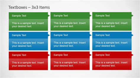 Textboxes Template for PowerPoint with Red, Green and Blue Header Color - SlideModel