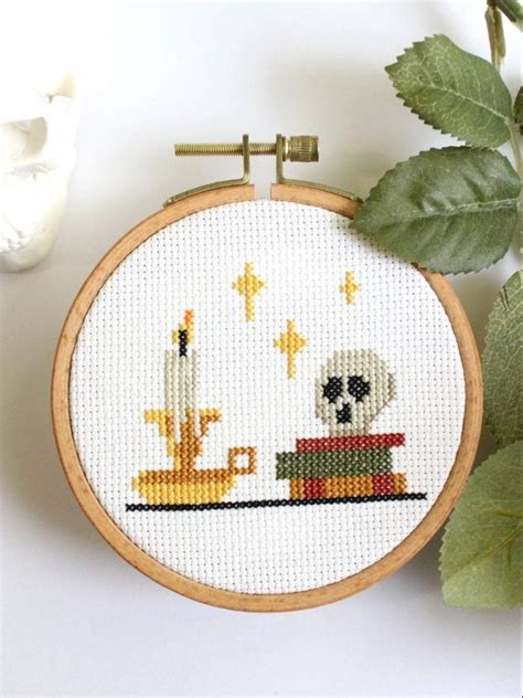 Skull And Candle Cross Stitch Pattern