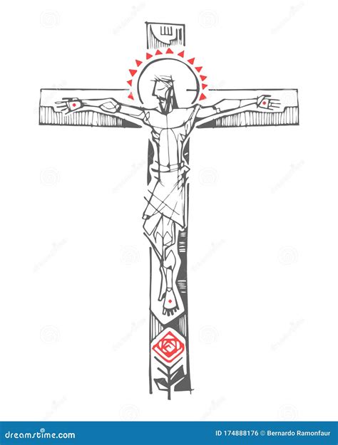 Jesus Christ at the Cross Illustration Stock Vector - Illustration of ...