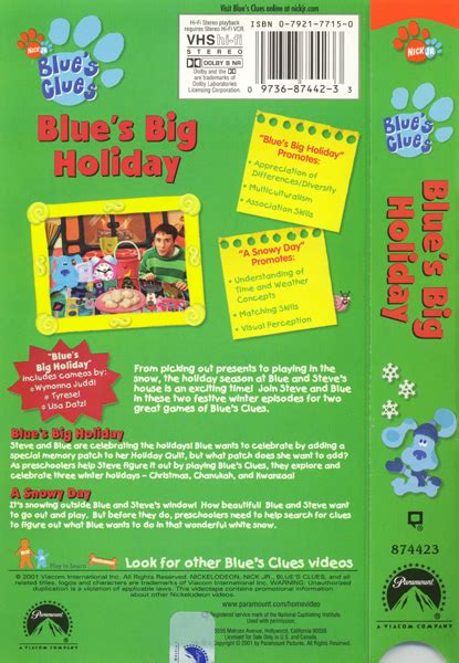 Image - BluesBigHolidayBackCover.jpg | Blue's Clues Wiki | Fandom powered by Wikia