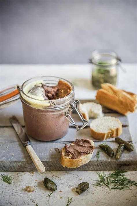 Homemade Chicken Liver Pate With French Bread And Cornichons Photograph ...