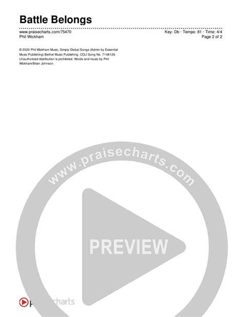 Battle Belongs Chords PDF (Phil Wickham) - PraiseCharts