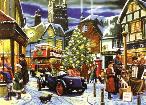 Town Centre Christmas - Classic Motoring Christmas Card