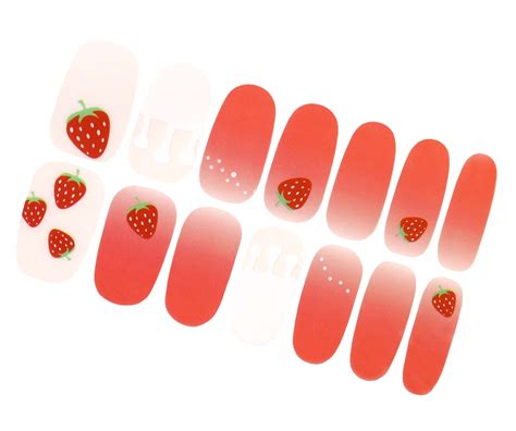 Cute Strawberry Nail Wraps / Red Ombre Fruit Nail Polish - Etsy