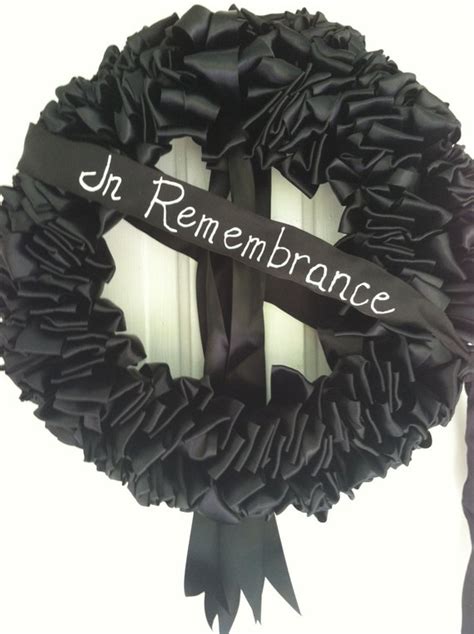 Black Ribbon Wreath Funeral Mourning Wreath Loss Grief 18 inch