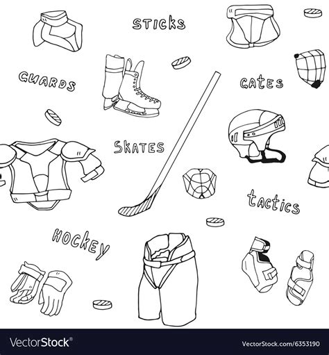 Seamless pattern ice-hockey equipment sport icon Vector Image