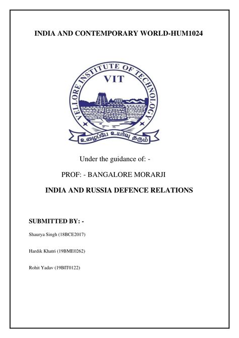 (PDF) INDIA AND RUSSIA DEFENCE RELATIONS