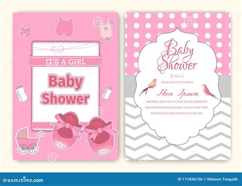 Shower Party Invitation To Print Children Stationery Cards Birth Stock Vector - Illustration of ...