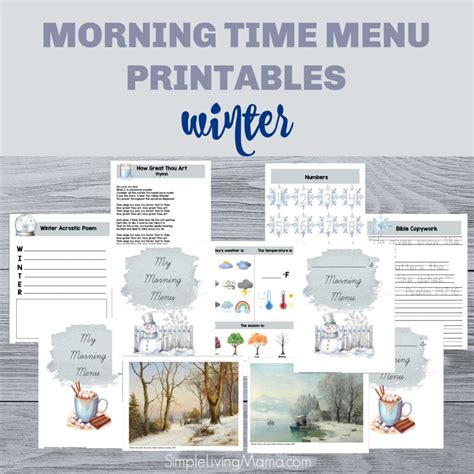 Morning Time Menu Printables - Winter - Simple Living Mama