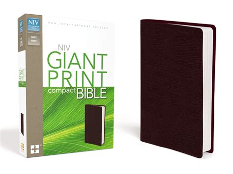 NIV, Giant Print Compact Bible, Leather-Look, Burgundy - Adventist Book ...