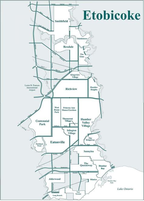 Etobicoke neighbourhood Toronto map - Map of Etobicoke neighbourhood Toronto (Canada)