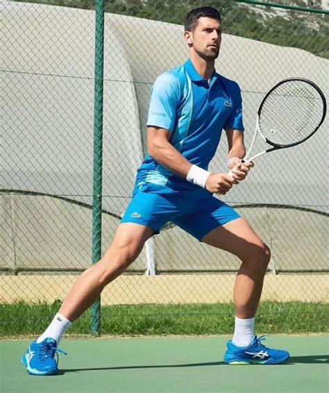 Novak Djokovic 2023 US Open Lacoste Outfit and Asics Tennis Shoes