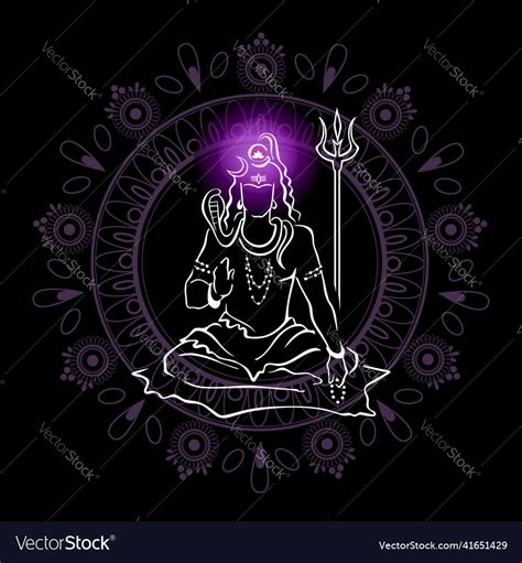 Shiva hindu god blessing with trident glowing Vector Image