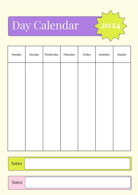 Free Day Calendar Template For Google Docs