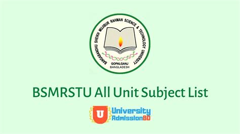 BSMRSTU Subject List Of All Unit