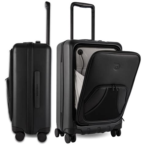 Aerotrunk Small Carry on Luggage with Leather Laptop Compartment - Suitcase with Wheels, 22x14x9 ...