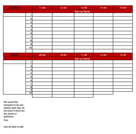 Trip Sign Up Sheet Template | HQ Printable Documents