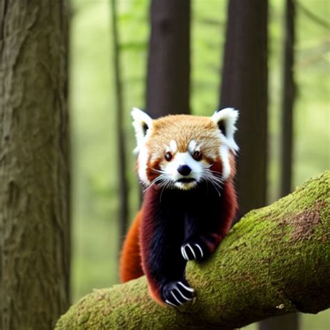 prompthunt: photo of humanised red panda armored with golden helmet in the forest