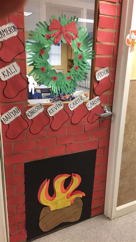 fireplace and stockings for christmas door contest | Classroom ...