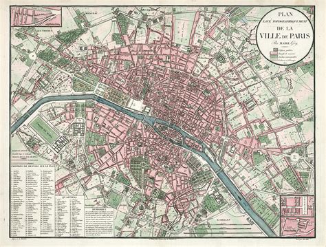 Ville de Paris - Historical Map of the City of Paris, 1821 - Antique ...