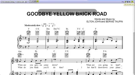 Goodbye Yellow Brick Road by Elton John - Piano Sheet Music:Teaser ...