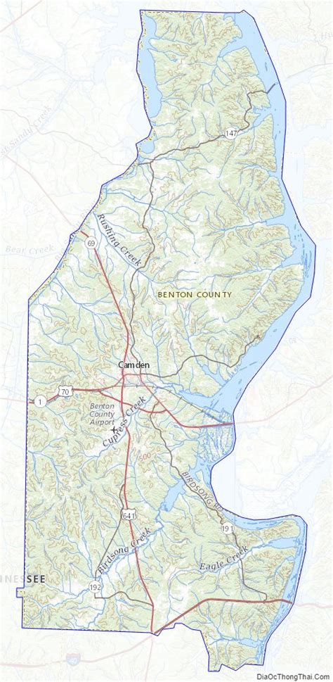 Map of Benton County, Tennessee
