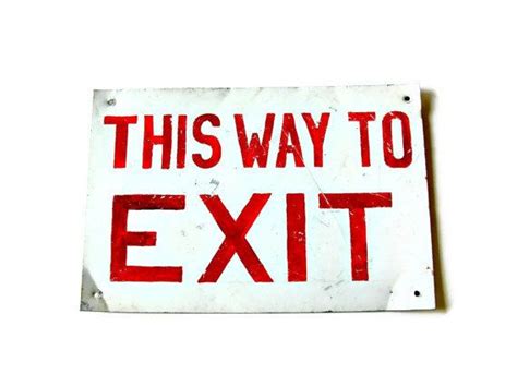 Vintage Sign This Way To Exit Red White Metal Wall Hanging | Etsy ...