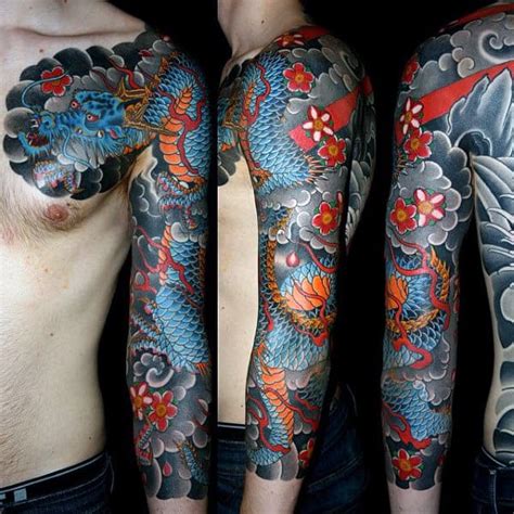 100 Dragon Sleeve Tattoo Designs For Men - Fire Breathing Ink Ideas