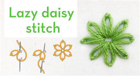 Lazy daisy stitch - embroidery how-to, quick video, and step by step g