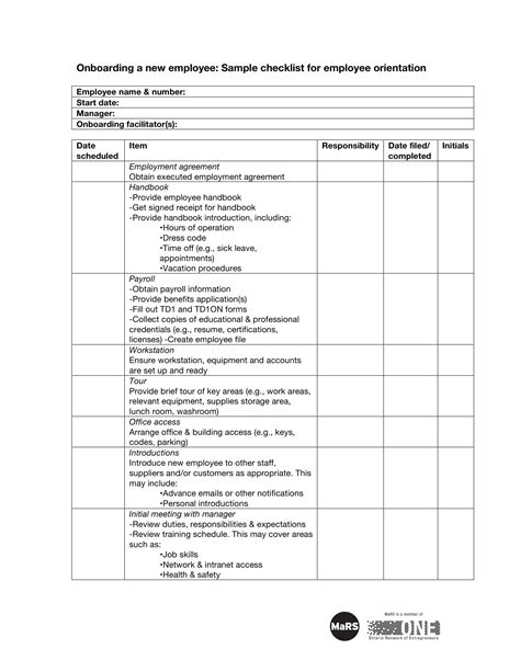 Staff Orientation Template