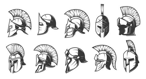 Helmets of spartan, soman warriors and gladiators 12683535 Vector Art at Vecteezy