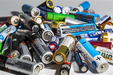 Different Types of Used Batteries Ready for Recycling Lying in a ...