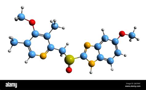 3D image of Omeprazole skeletal formula - molecular chemical structure ...