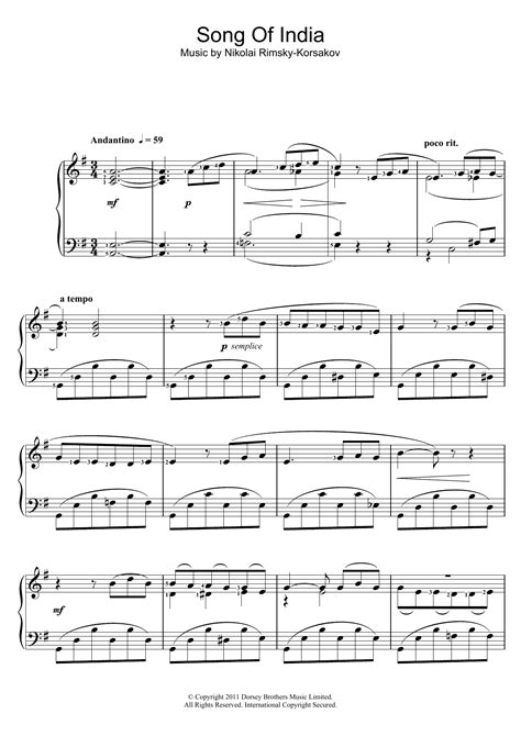 Song Of India by Nikolai Rimsky-Korsakov Sheet Music for Piano Solo at ...