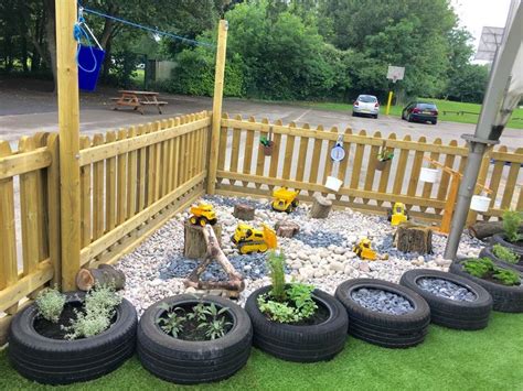 Pebble digging pit, construction area, sensory garden and pulley ...