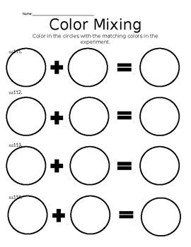 Color Mixing Worksheet by Kaylee Smarrella | TPT