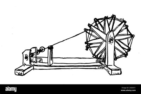 Drawing of charkha of Mahatma Gandhi, India, Asia, 1947 Stock Photo - Alamy