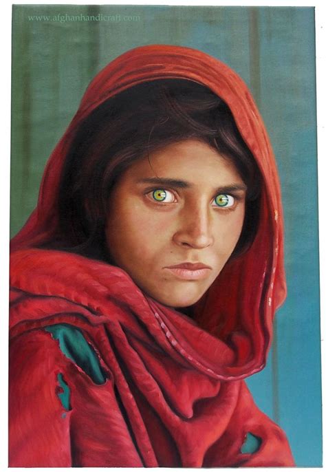 oil painting of sharbat gula afghan girl Steve McCurry Afghan girl National Geographic Handmade ...