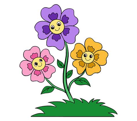 How to Draw Cartoon Flowers | Easy Step by Step Drawing Guides