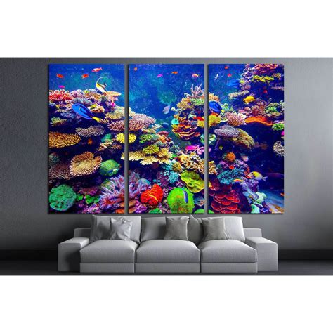 Coral Reef with Tropical fish Wall Art Canvas Print – Zellart Canvas Prints