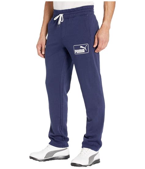 PUMA Cotton Logo Track Pants in Blue for Men - Lyst