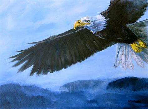 Eagle In Flight Painting by Eve McCauley