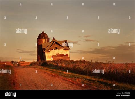 old farm house at sunset Stock Photo - Alamy