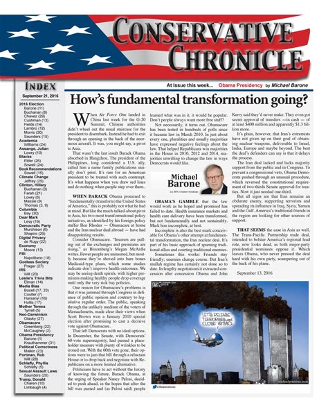 Conservative Chronicle for September 21 2016 by Mid-America Publishing Corporation - Issuu