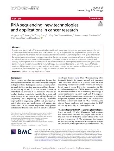 (PDF) RNA sequencing: new technologies and applications in cancer research