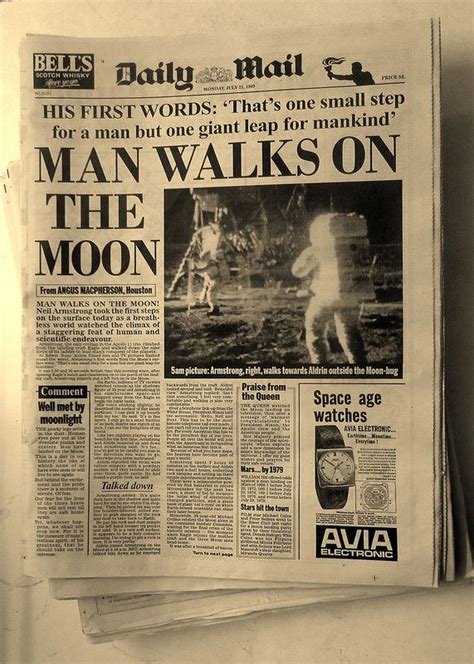 MAN WALKS ON THE MOON | Vintage newspaper, Old newspaper, Newspaper headlines