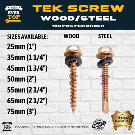 TEK SCREW FOR WOOD AND STEEL (100PCS) text screws| tex screw | tekscrew Tec tech screw FOR ...